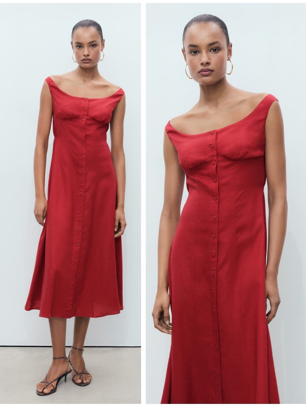 MANGO Linen Blend Dress